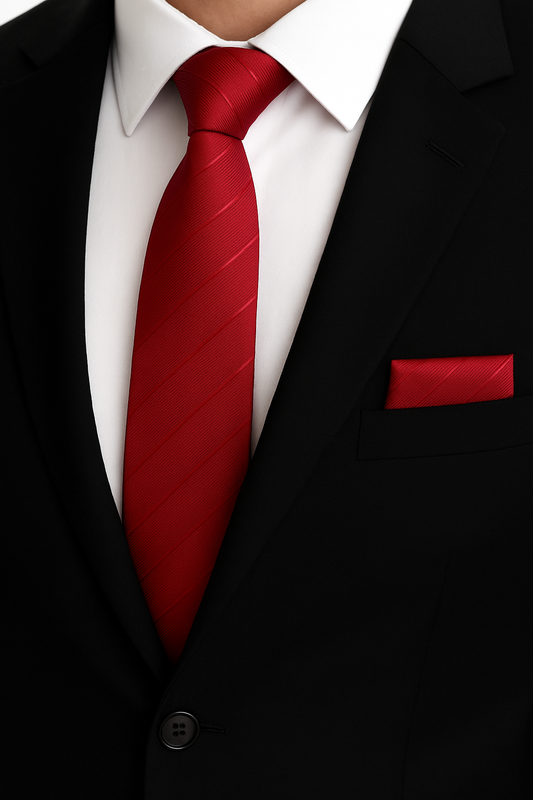 Röd slips i satinstruktur