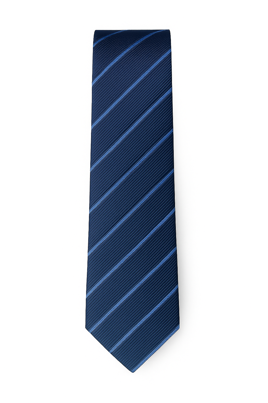 Marinblå slips med ljusblå ränder