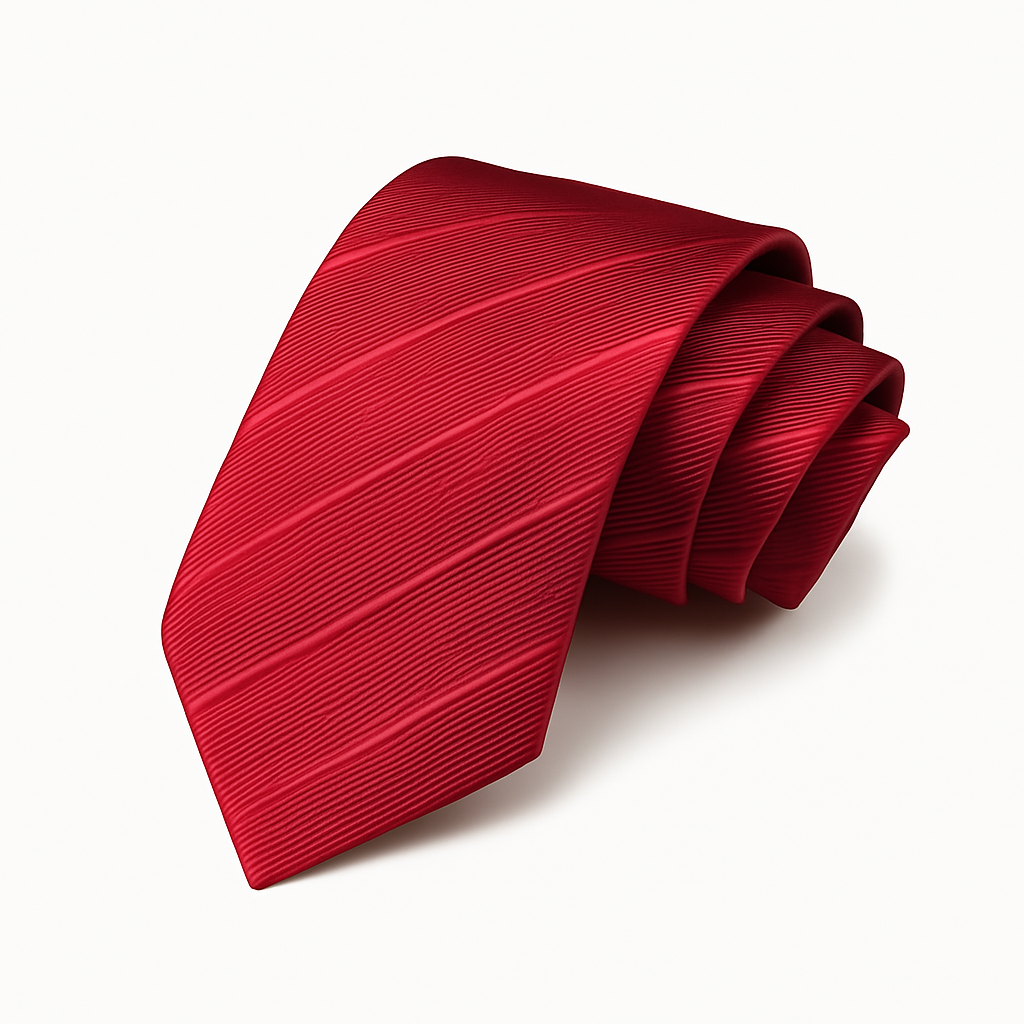 Röd slips i satinstruktur